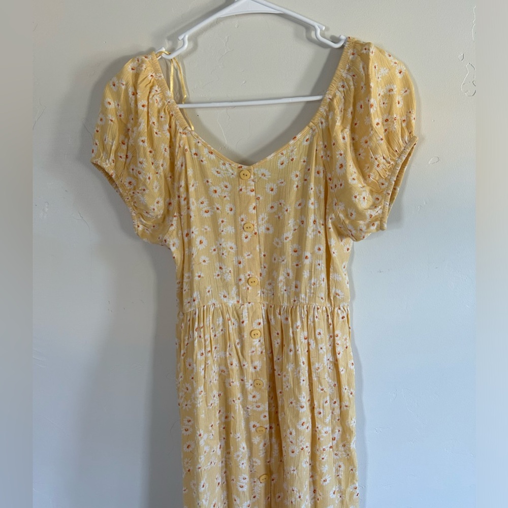 Pink Rose, yellow floral dress